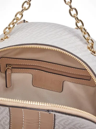 Liu •jo Logo-lettering Backpack In Neutral
