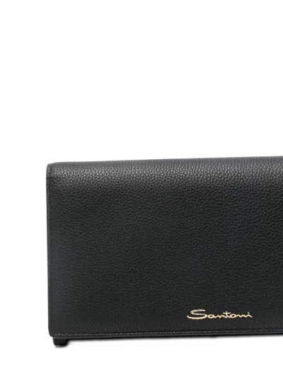 Santoni Leather Wallet In Black