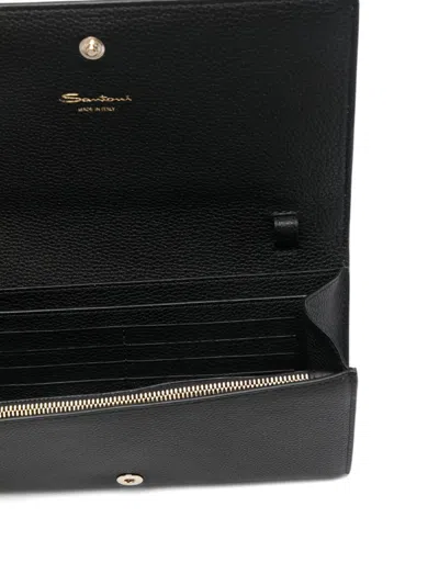 Santoni Leather Wallet In Black