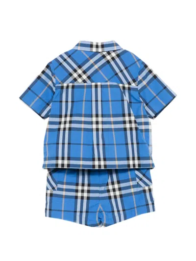 Burberry Check-pattern Shorts Set In Blue