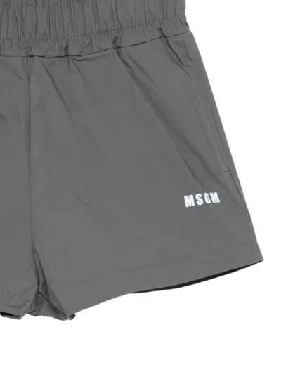 Msgm Logo Shorts In Gray