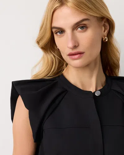 White House Black Market Petite Puff Sleeve Shirt Dress In Black