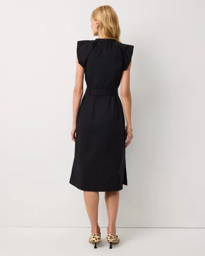 White House Black Market Petite Puff Sleeve Shirt Dress In Black