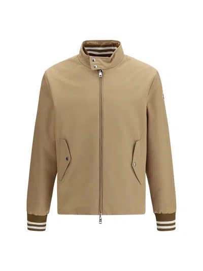 Moncler Beige Solid Mock Collar Jacket In Neutral