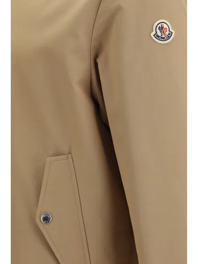Moncler Beige Solid Mock Collar Jacket In Neutral