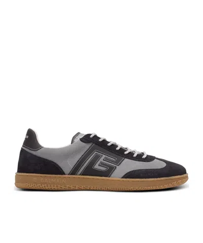 Balmain Low Top Sneakers Round Toe Suede Panels In Animal Print
