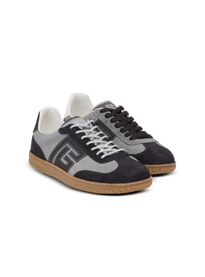 Balmain Low Top Sneakers Round Toe Suede Panels In Animal Print