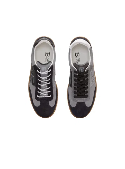 Balmain Low Top Sneakers Round Toe Suede Panels In Animal Print
