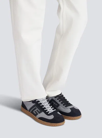 Balmain Low Top Sneakers Round Toe Suede Panels In Animal Print