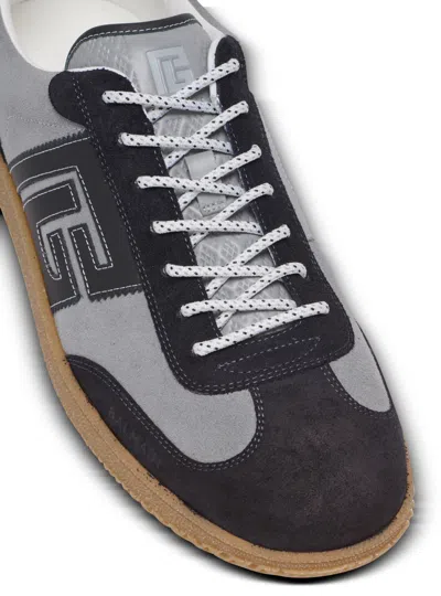 Balmain Low Top Sneakers Round Toe Suede Panels In Animal Print