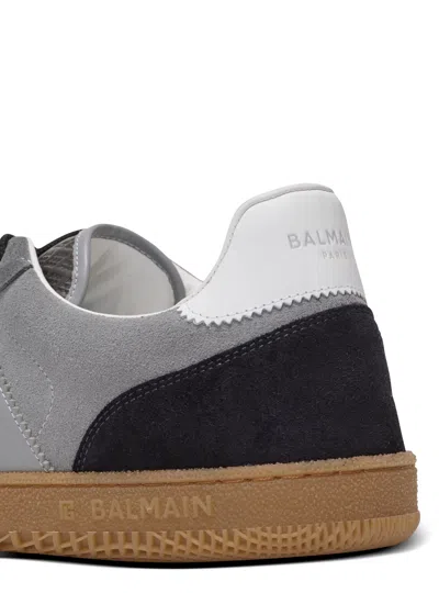 Balmain Low Top Sneakers Round Toe Suede Panels In Animal Print
