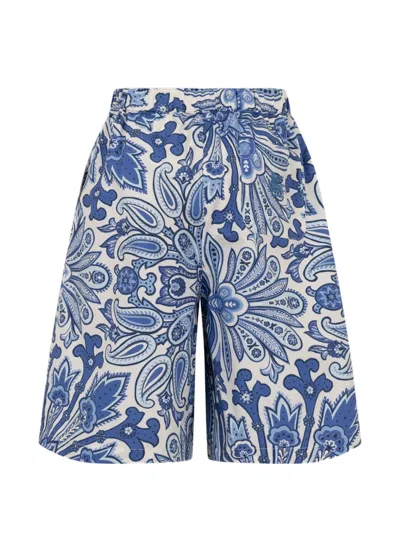 Etro Printed Shorts In Blue