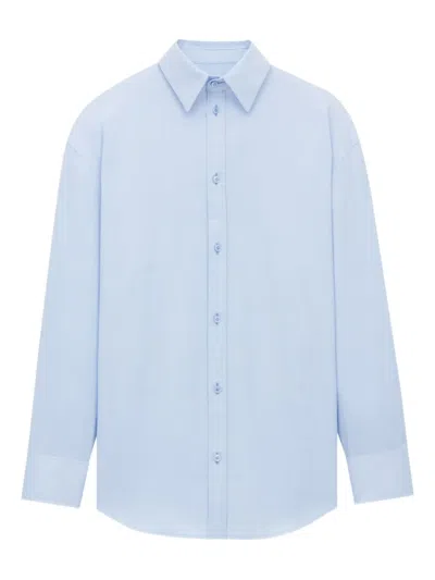 Saint Laurent Oxford Shirt Long Sleeves Button Cuffs Hem In Blue