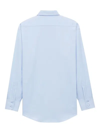 Saint Laurent Oxford Shirt Long Sleeves Button Cuffs Hem In Blue