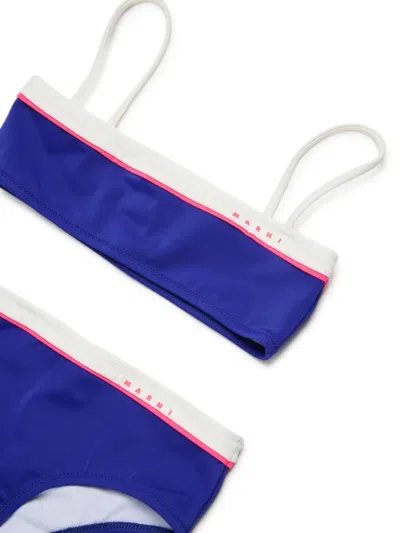 Marni Logo-detail Bikini In Blue