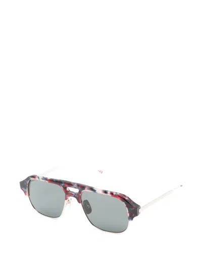 Thom Browne Patterned Pilot-frame Sunglasses In Brown
