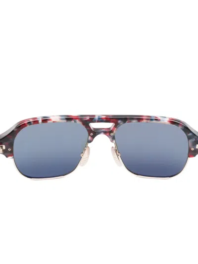 Thom Browne Patterned Pilot-frame Sunglasses In Brown