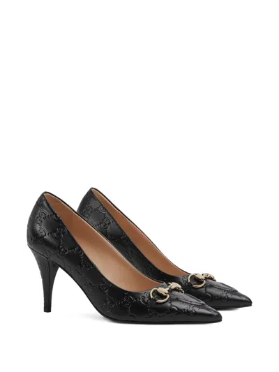 Gucci Calf Leather Bos Taurus Mid Heel Pumps In Animal Print