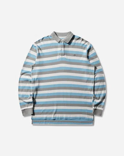 Erl Multicolor Long-sleeved Polo Shirt With Striped Motif In Cotton Man In Blue