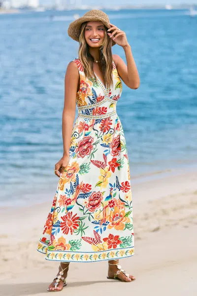 Cupshe Sabrina Tropical Maxi Dress In Neutral