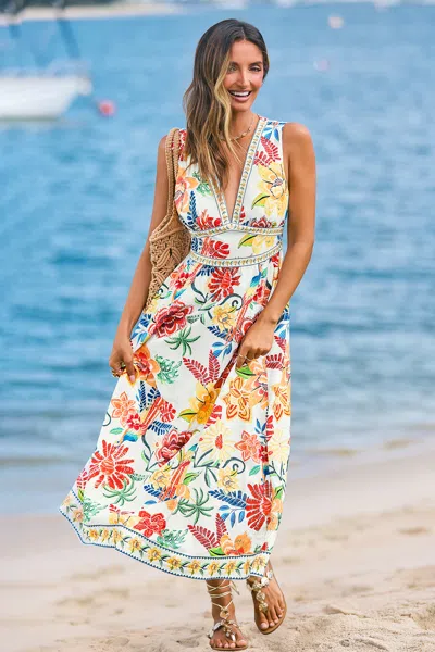 Cupshe Sabrina Tropical Maxi Dress In Neutral