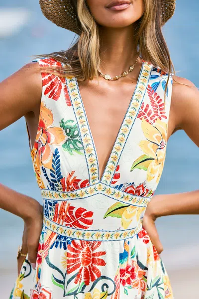 Cupshe Sabrina Tropical Maxi Dress In Neutral