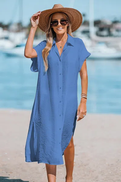 Cupshe Beachside Queen Blue Cover-up Midi Dress