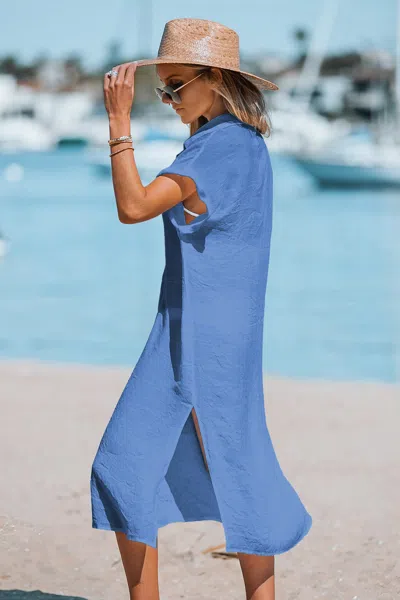 Cupshe Beachside Queen Blue Cover-up Midi Dress