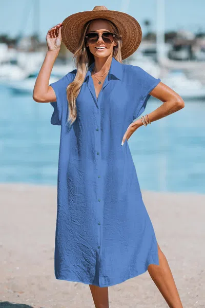 Cupshe Beachside Queen Blue Cover-up Midi Dress