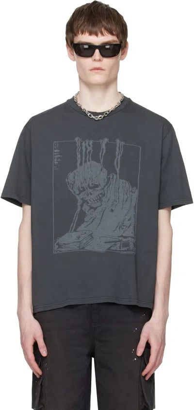 Our Legacy Men S Box T-shirt Angry Fan Mail Print In Gray