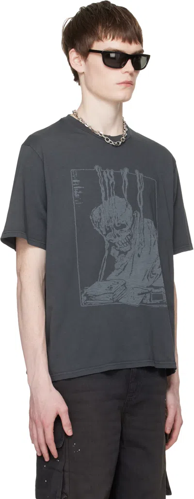 Our Legacy Men S Box T-shirt Angry Fan Mail Print In Gray