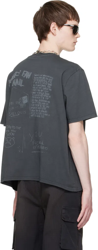 Our Legacy Men S Box T-shirt Angry Fan Mail Print In Gray