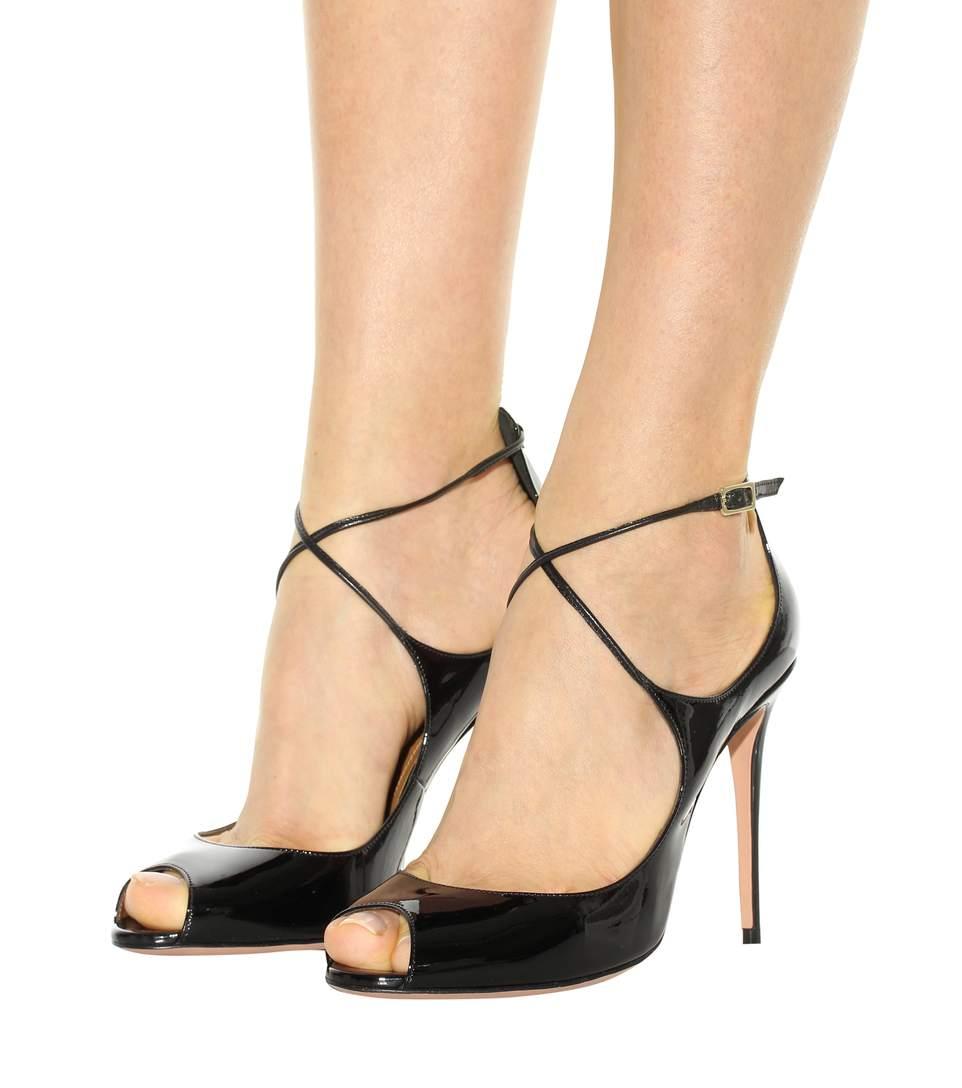 Aquazzura Zani 105 Patent Leather Pumps In Llack | ModeSens