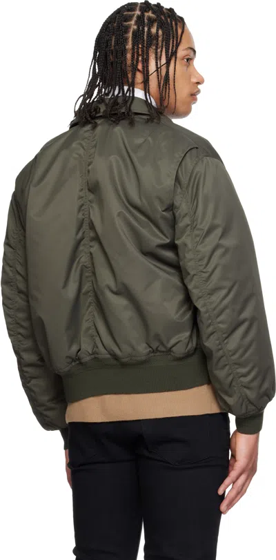 Tom Ford Green Satin Nylon Flight Bomber Jacket In Multi