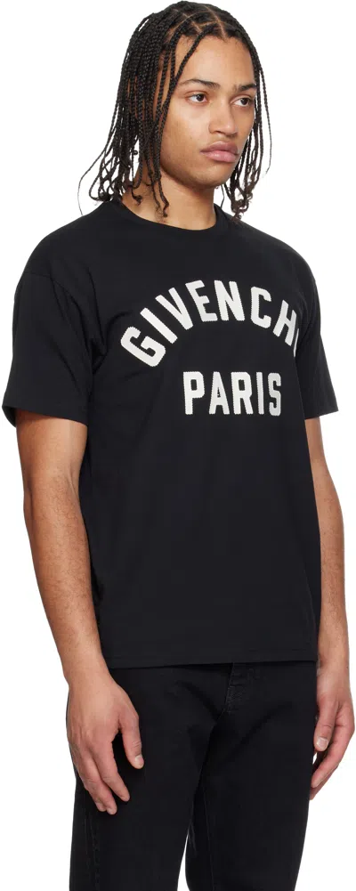 Givenchy Men Black Crewneck T-shirt With Maxi Logo Lettering On The Front In Cotton Man