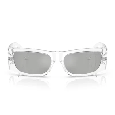 Versace 0ve4482 Lens Logo Rectangular Frame Sunglasses In Gray