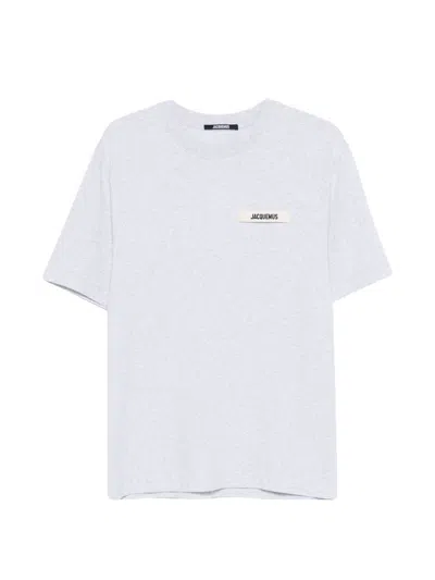 Jacquemus Le T-shirt Gros Grain White T-shirt With Logo Patch On The Front In Cotton Man In White