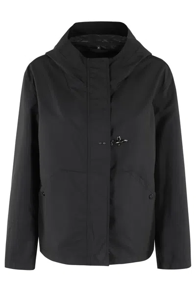Fay Technical Poplin Parka In Black