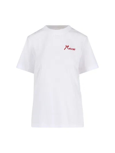 Marni Cotton Logo-print Short-sleeve T-shirt In White