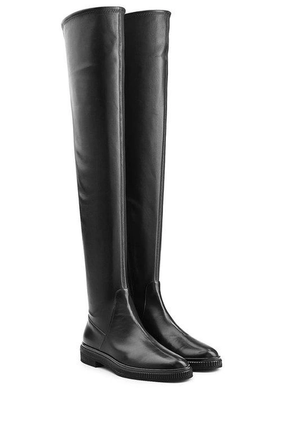 Sergio Rossi Over The Knee Leather Boots In Black Modesens 