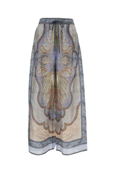 Zimmermann Wanderlust Multicolor Pants With Elastic Drawstring Waist And All-.over Print In Silk Woman In Multi