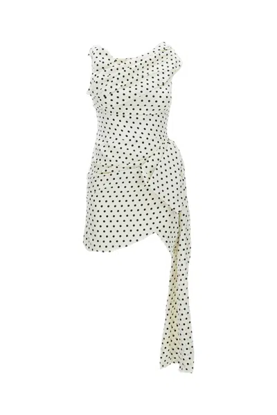 Self-portrait Tie-side Asymmetric Polka-dot Satin-crepe Mini Dress In Multi