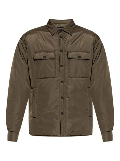 Dsquared2 Dark Olive Green Padded Shell Shirt In Brown