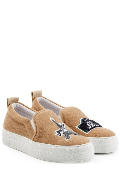 Joshua Sanders Felted Wool Slip-on Sneakers In Camel