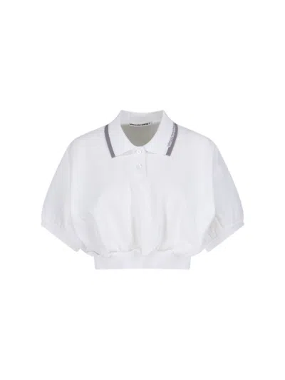 Alexander Wang Alexanderwang. T Relaxed Cropped Cinched Polo Top In White