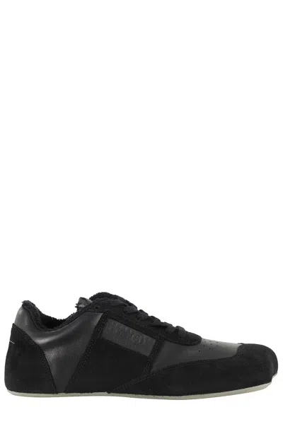 Mm6 Maison Margiela Contemporary Black Leather And Suede Sneakers With Square Toe