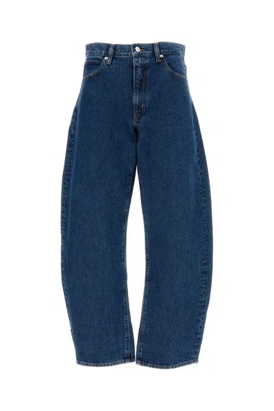 Frame The Bubble Blue Jeans With Structured Leg And Turn-up Hem In Denim Woman In Black