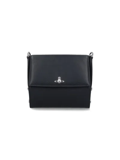 Vivienne Westwood Structured Shoulder Bag Adjustable Strap In Black