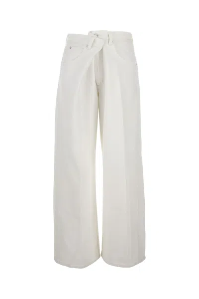 Agolde Vana Fold Wide-leg Jeans In White