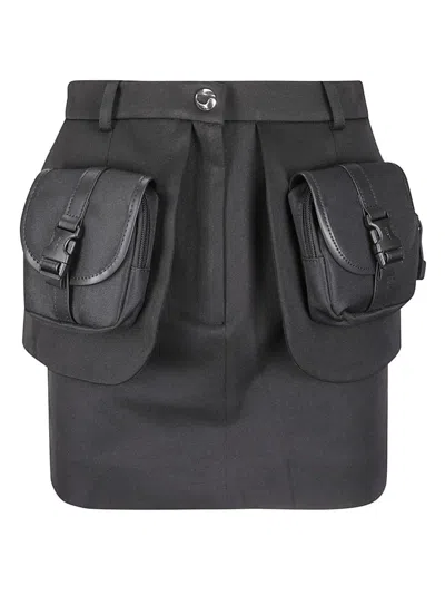 Coperni Structured Mini Skirt With Front Button In Black